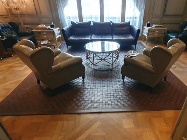 Tapis en cuir unique au monde chez notre client l'Hôtel le Peninsula (Paris 16ème)